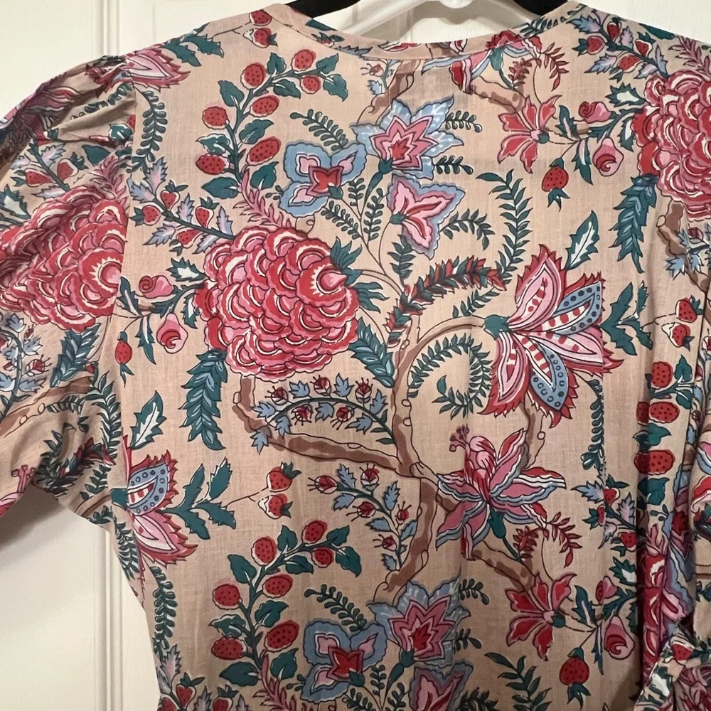 For Love And Lemons Pink and Blue Floral Wrap Maxi Dress - Picture 12 of 14